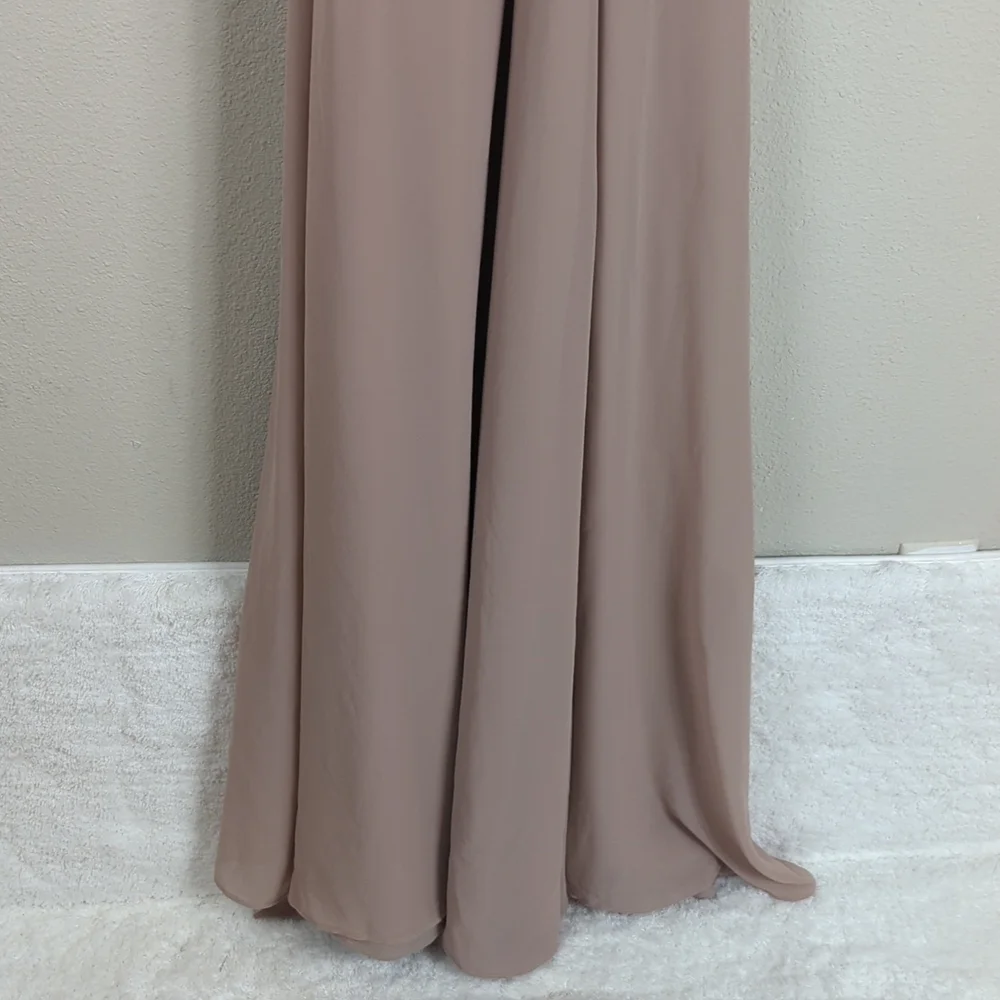 Show Me Your Mumu Liz Maxi Dress Women's Large Soft Beige Chiffon Golden 6